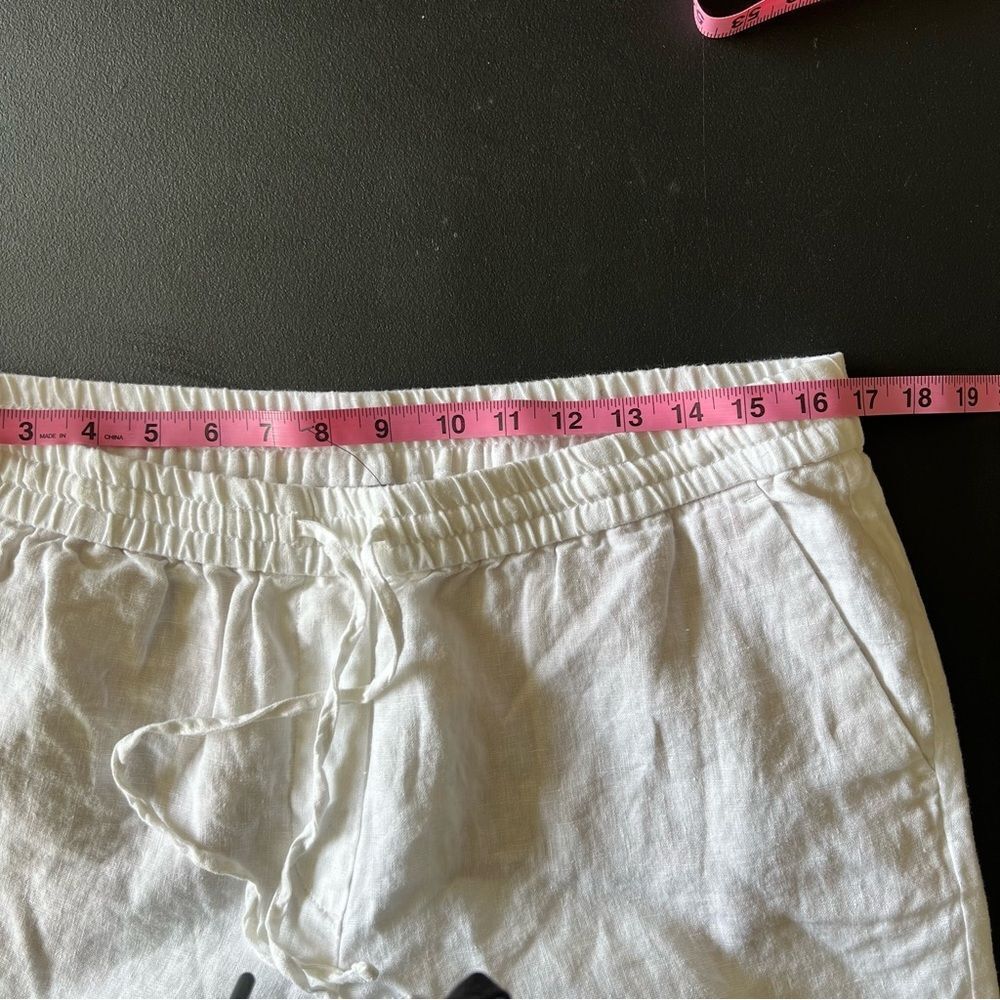 Talbots White with Nude Pockets Relaxed Fit Linen Pants size 12 NWOT - Picture 7 of 8